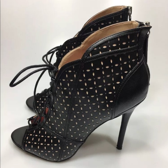 Tamar Black Stiletto Laser Cut Bootie 10 - Picture 3 of 7